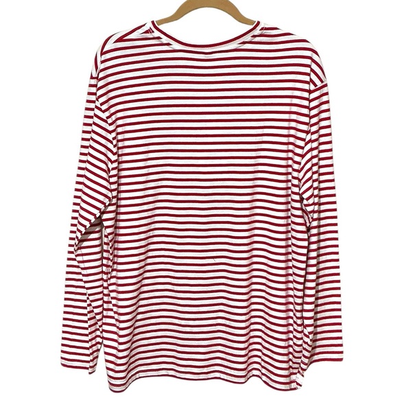ANTHROPOLOGIE Daily Practice Cotton Long Sleeve Tee S 24” p2p Red/White $88 NWT - Picture 12 of 15
